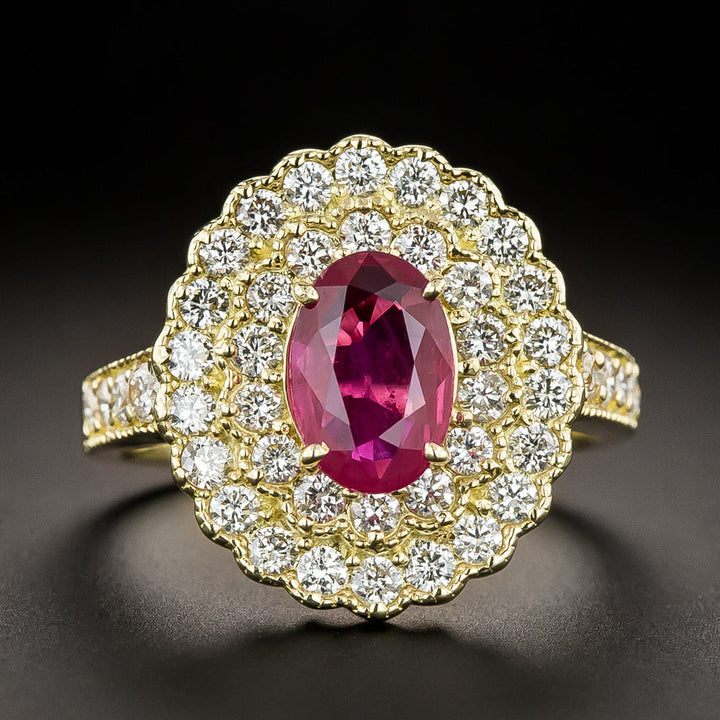 Estate 1.10 Carat Ruby and Diamond Halo Ring