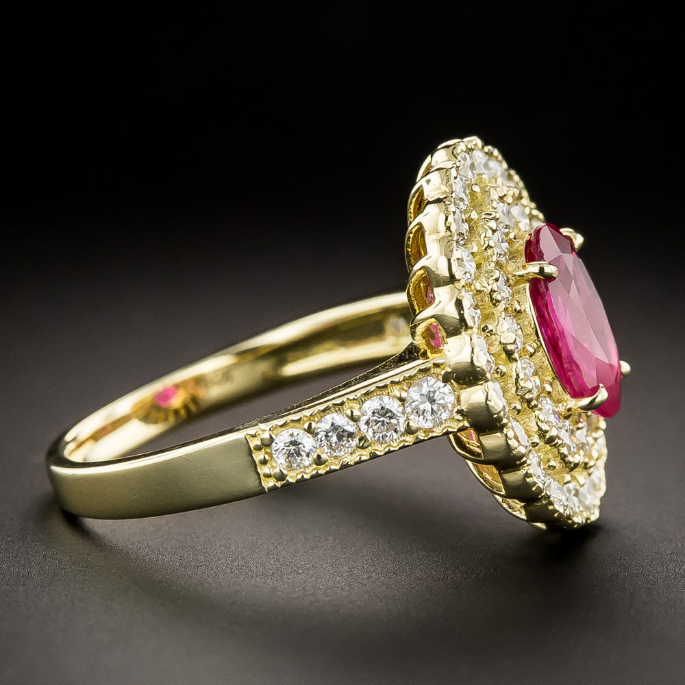 Estate 1.10 Carat Ruby and Diamond Halo Ring - 4
