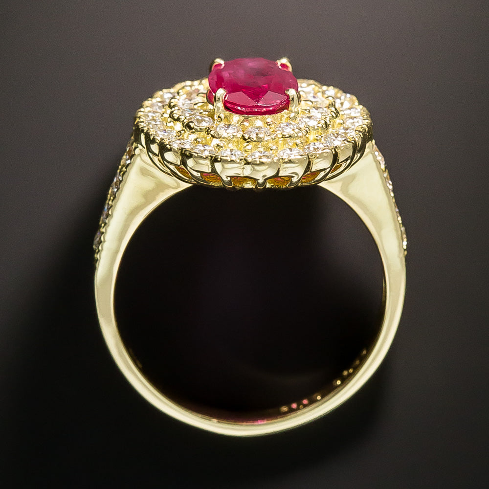 Estate 1.10 Carat Ruby and Diamond Halo Ring - 5