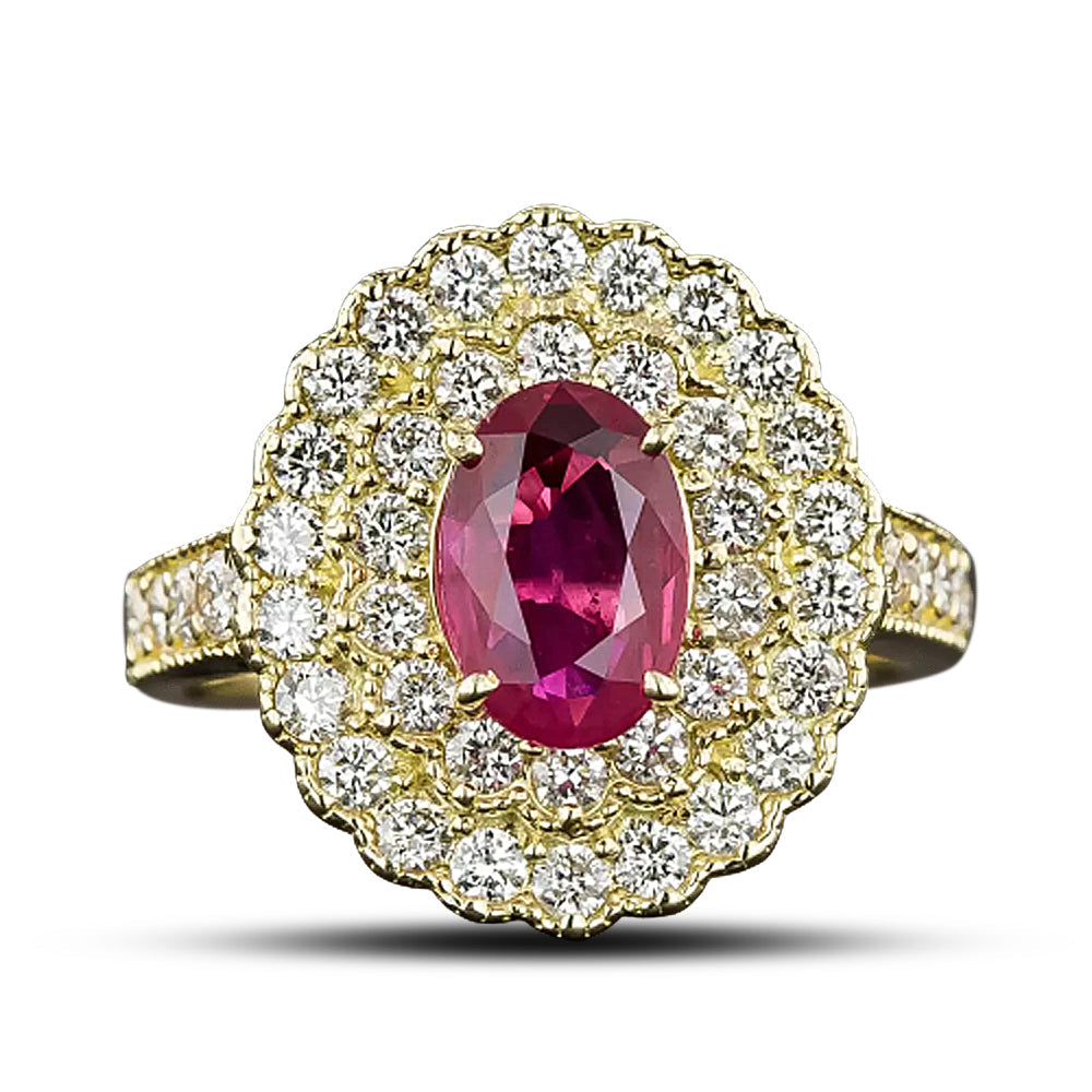 Estate 1.10 Carat Ruby and Diamond Halo Ring - 4