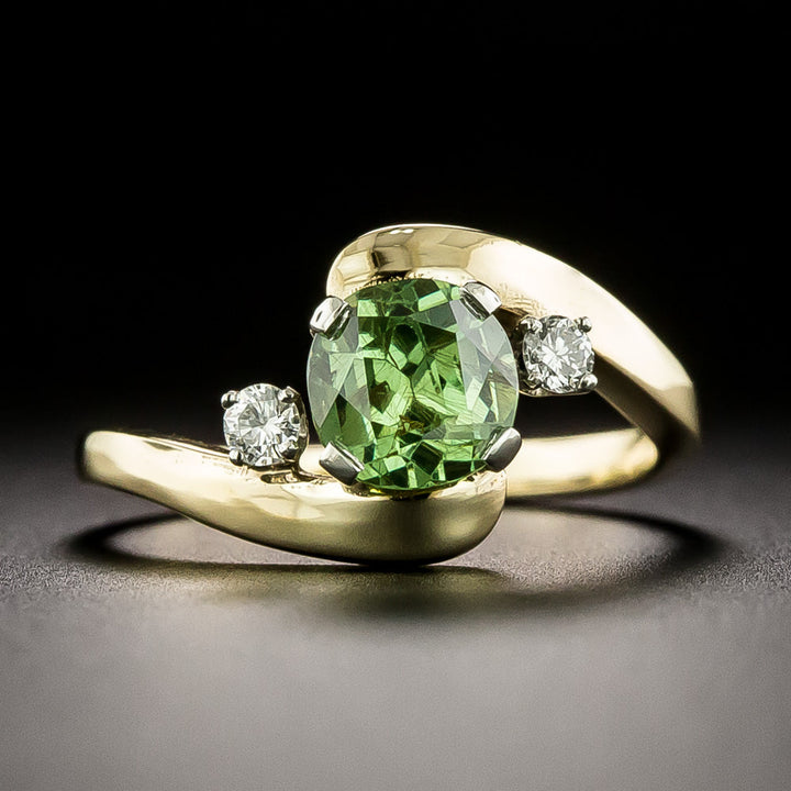 Estate 1.17 Carat Demantoid Garnet and Diamond Ring