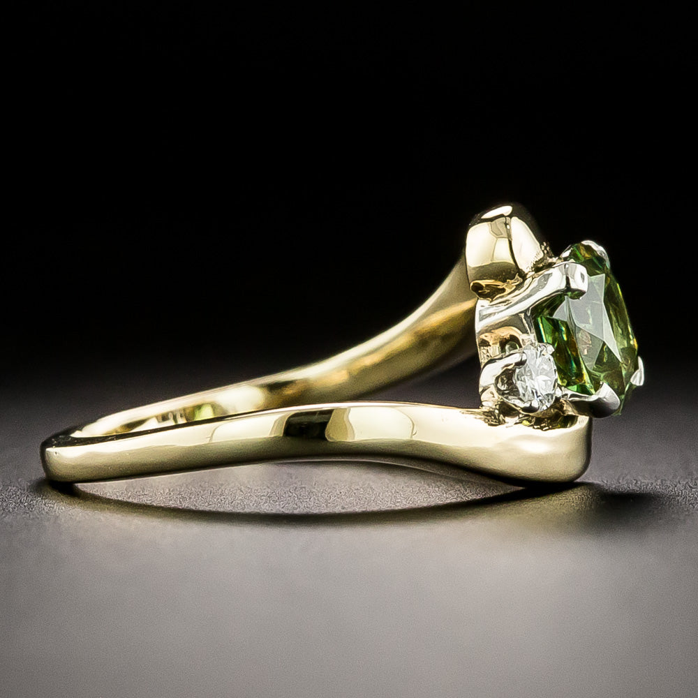 Estate 1.17 Carat Demantoid Garnet and Diamond Ring - 3