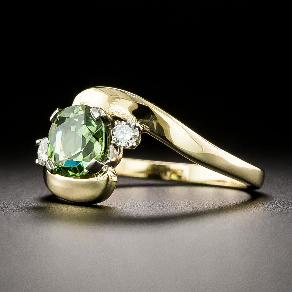 Estate 1.17 Carat Demantoid Garnet and Diamond Ring - 4
