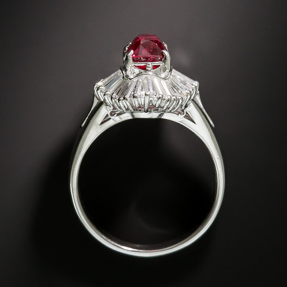 Estate 1.19 Carat Red Spinel and Baguette Diamond Ballerina Ring - 2