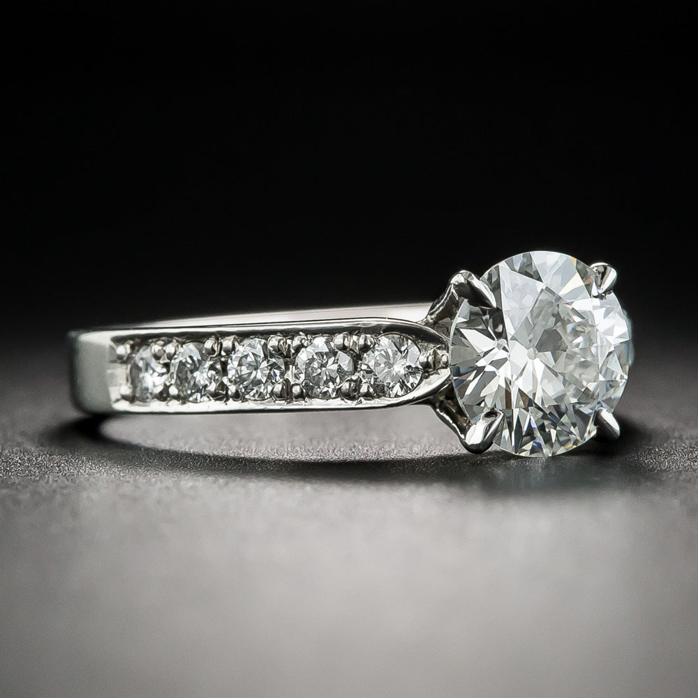 Estate 1.20 Carat Round Brilliant Diamond Platinum Engagement Ring - GIA H VS1 - 3