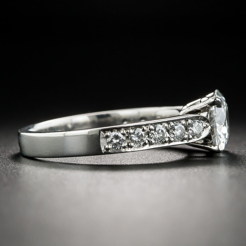 Estate 1.20 Carat Round Brilliant Diamond Platinum Engagement Ring - GIA H VS1 - 4