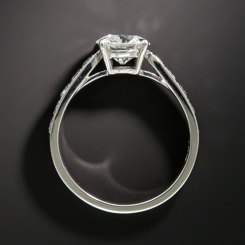 Estate 1.20 Carat Round Brilliant Diamond Platinum Engagement Ring - GIA H VS1 - 5