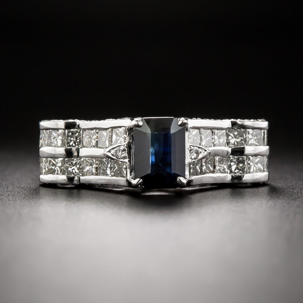 Estate 1.30 Carat Sapphire and Diamond Pagoda Ring - 3