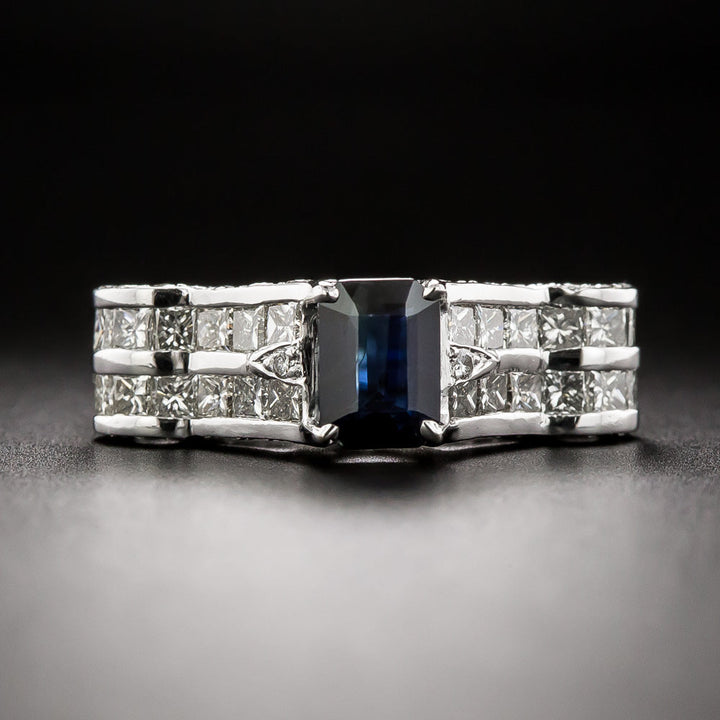 Estate 1.30 Carat Sapphire and Diamond Pagoda Ring