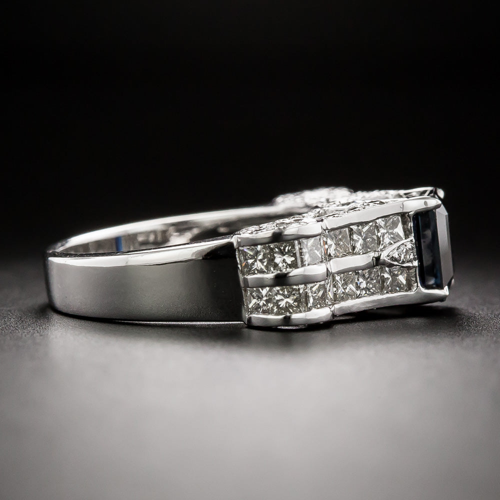 Estate 1.30 Carat Sapphire and Diamond Pagoda Ring - 4
