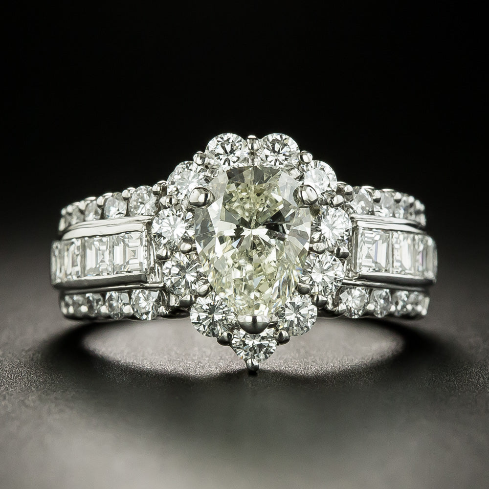 Estate 1.34 Carat Pear-Shaped Diamond Ring - GIA O-P SI1 - 1