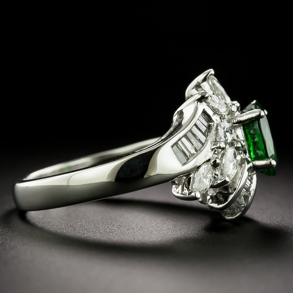 Estate 1.37 Carat Tsavorite Garnet and Diamond Ring - 4