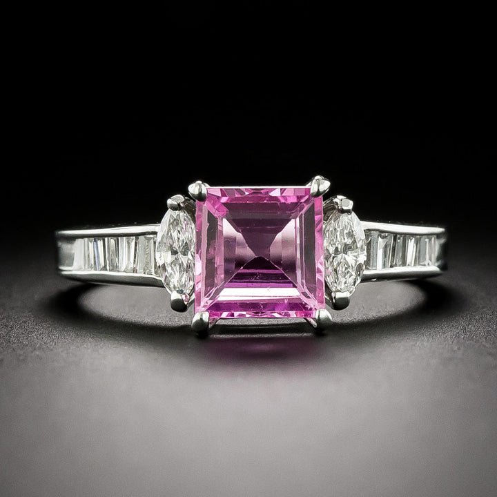 Estate 1.43 Carat Pink Sapphire and Diamond Ring - GIA