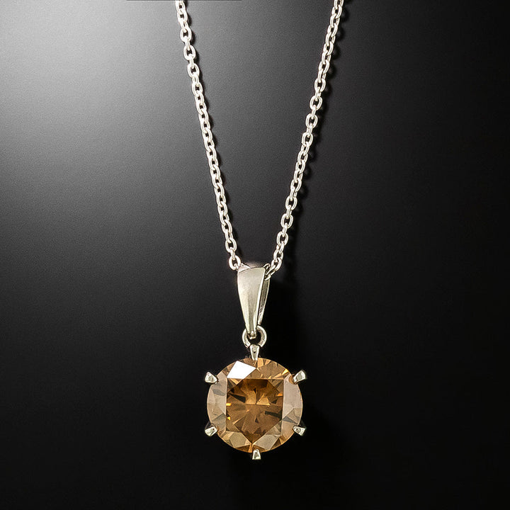 Estate 1.49 Carat Natural Brown Diamond Solitaire Pendant