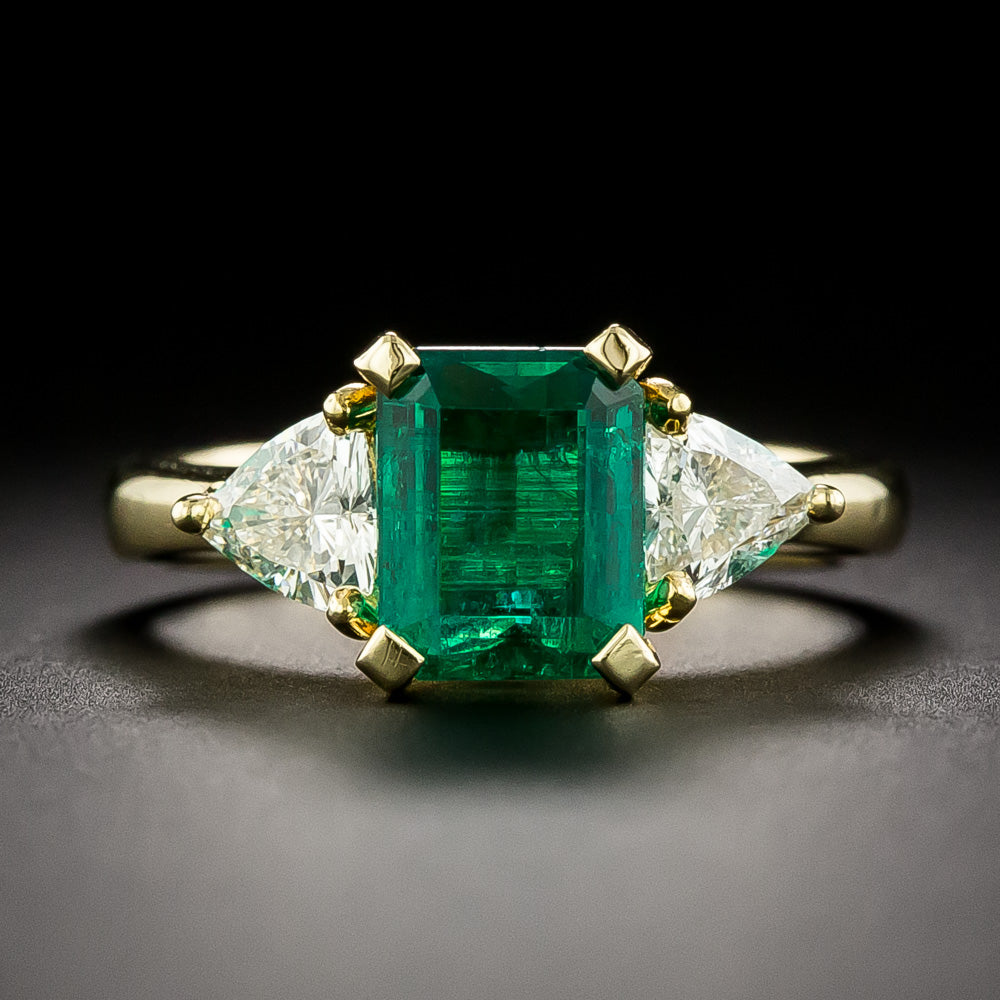 Estate 1.60 Carat Colombian Emerald and Diamond 18K Ring - GIA F1 - 3