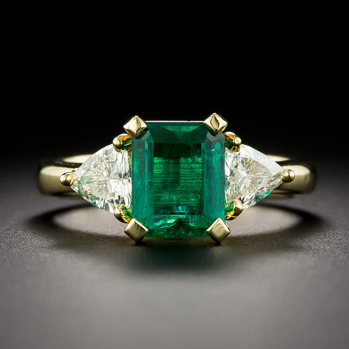 Estate 1.60 Carat Colombian Emerald and Diamond 18K Ring - GIA F1