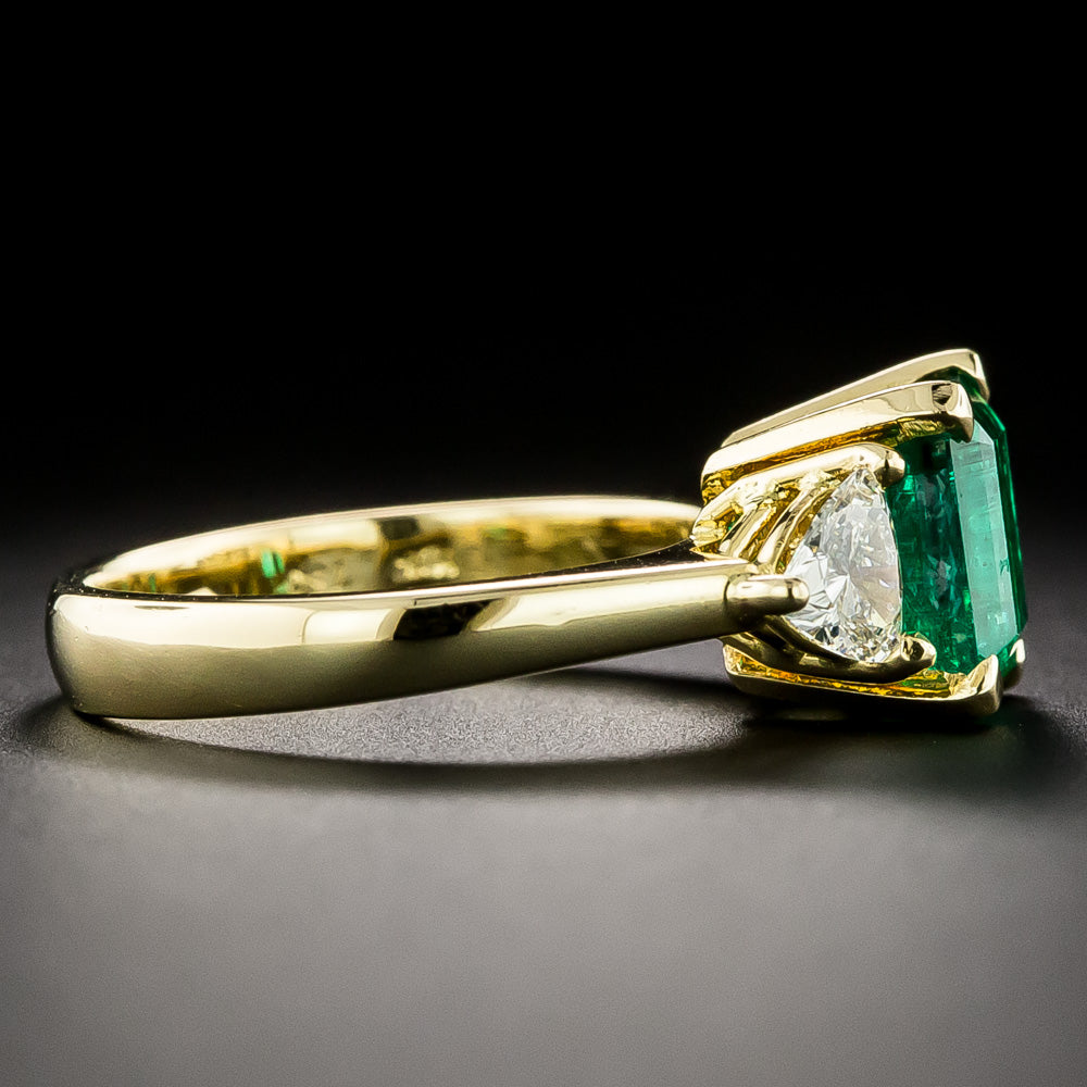 Estate 1.60 Carat Colombian Emerald and Diamond 18K Ring - GIA F1 - 4