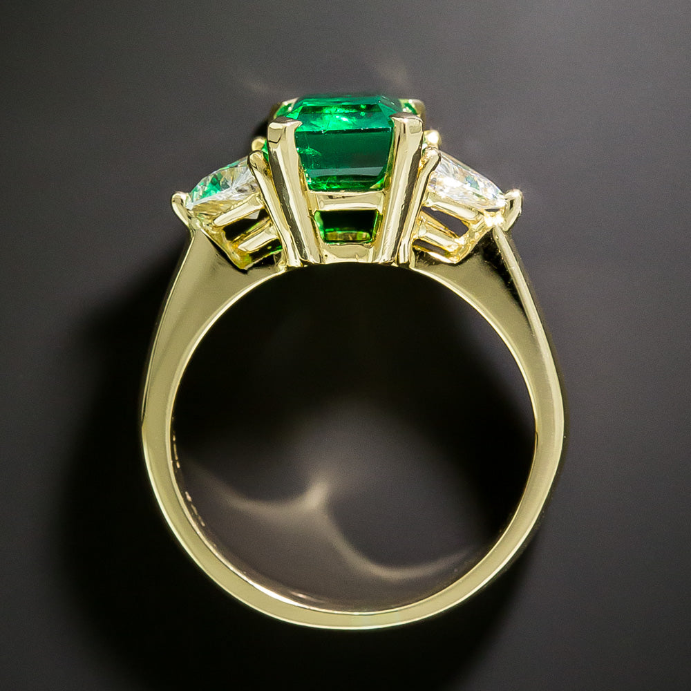 Estate 1.60 Carat Colombian Emerald and Diamond 18K Ring - GIA F1 - 5