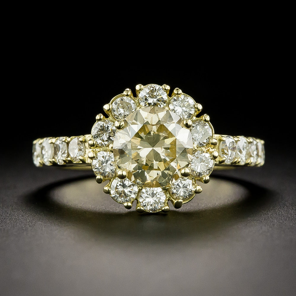 Estate 1.60 Carat Diamond Halo 18K Ring - 2