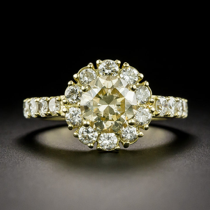 Estate 1.60 Carat Diamond Halo 18K Ring