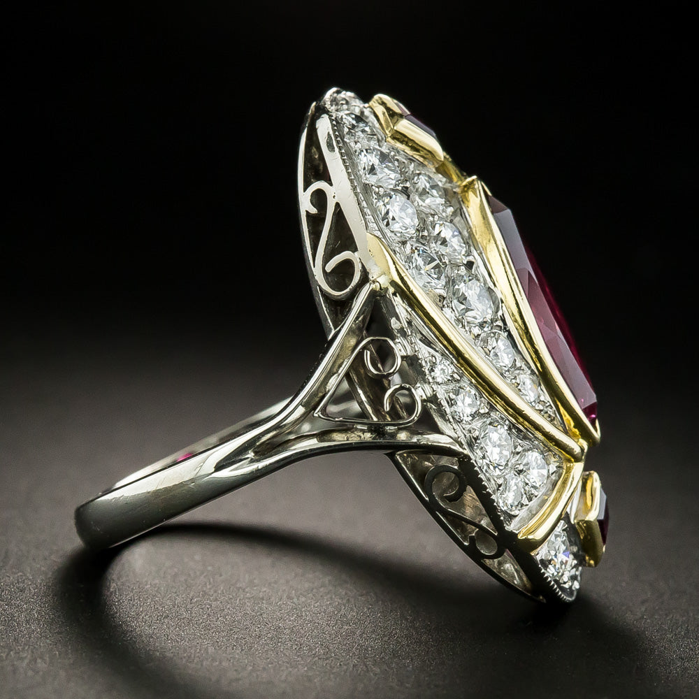 Estate 4.80 Carats Marquise Ruby and Diamond Ring - 3