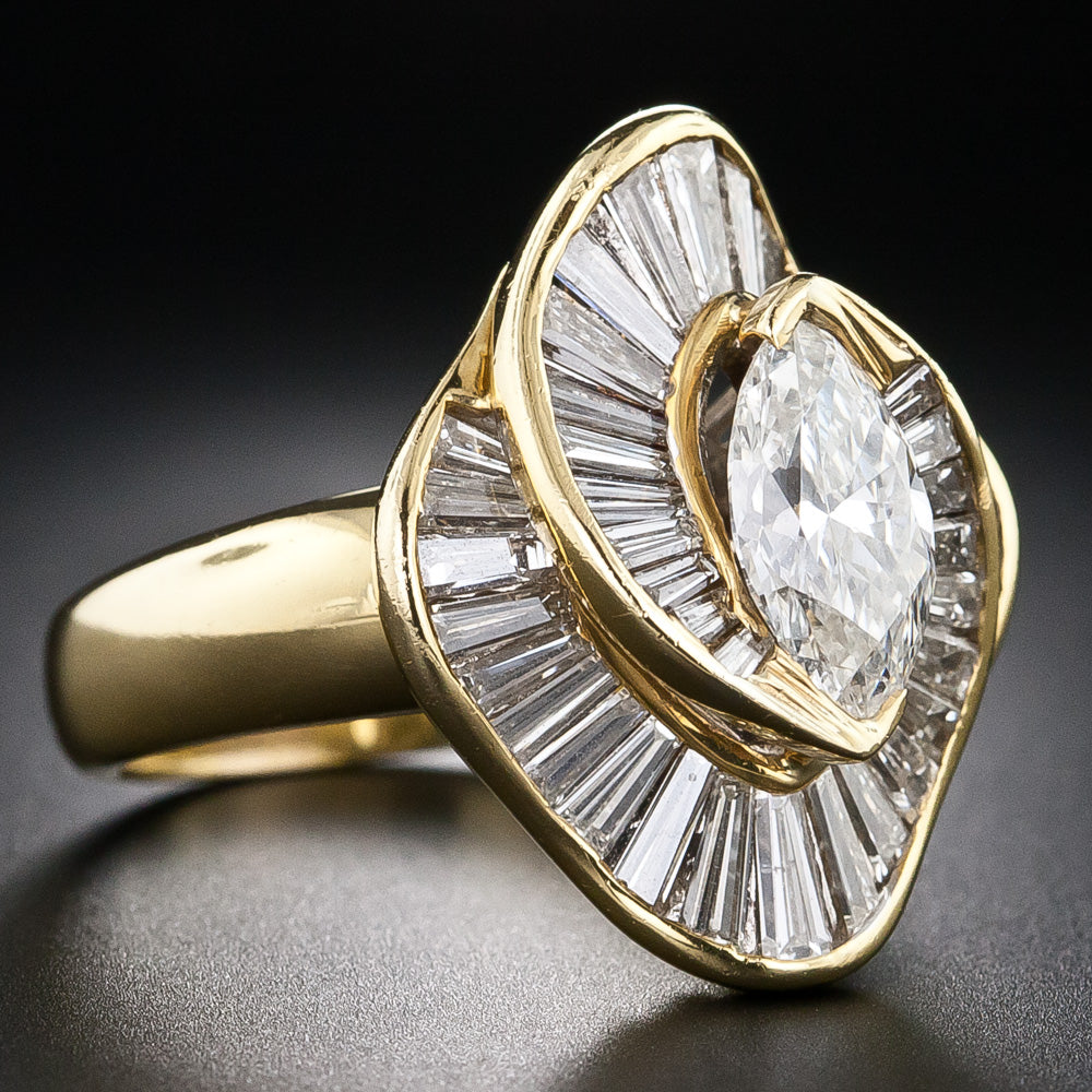 Estate 1.68 Carat Marquise Diamond Ballerina Ring - 8