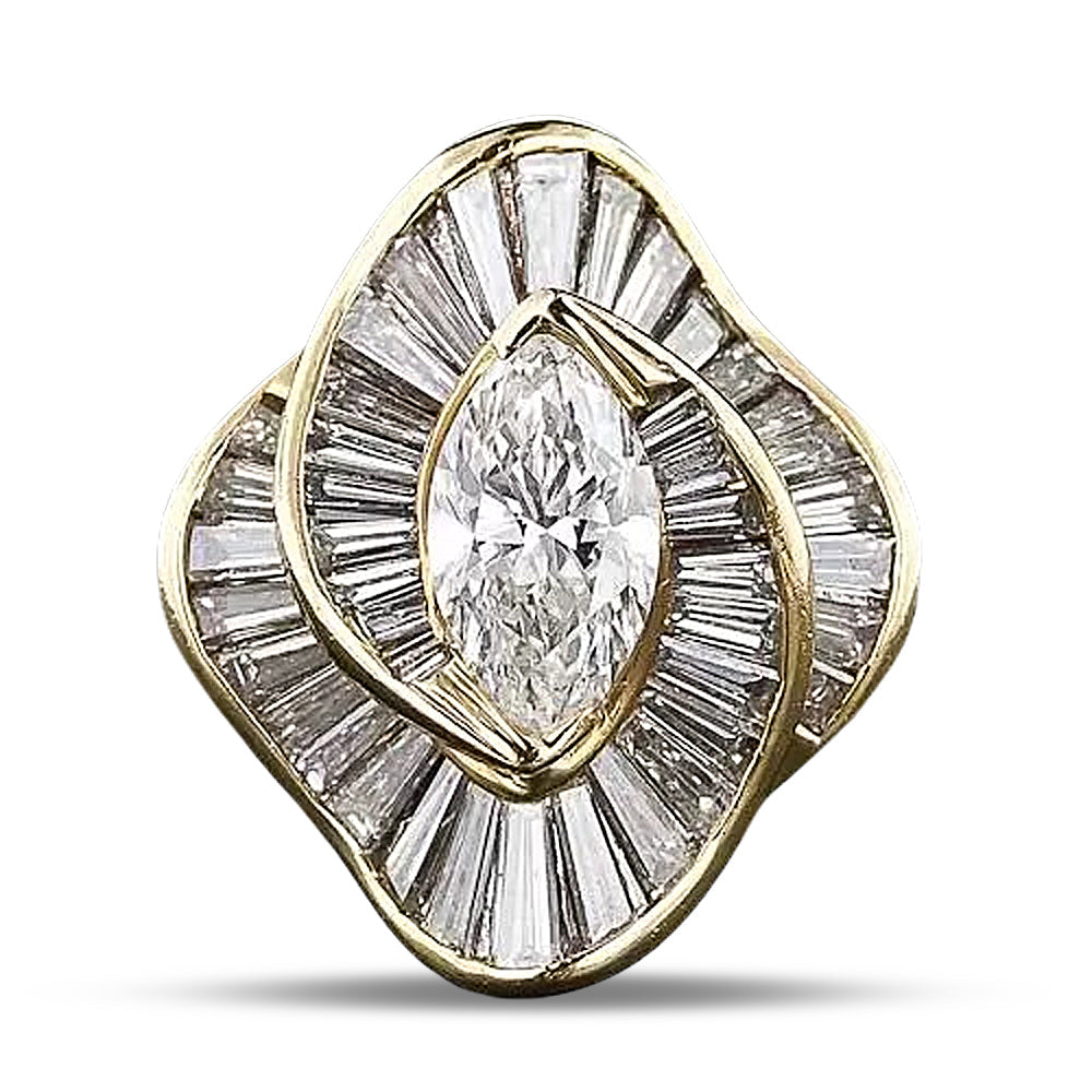 Estate 1.68 Carat Marquise Diamond Ballerina Ring - 12