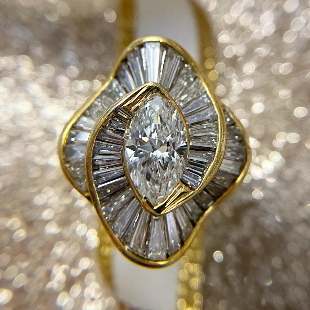 Estate 1.68 Carat Marquise Diamond Ballerina Ring - 14