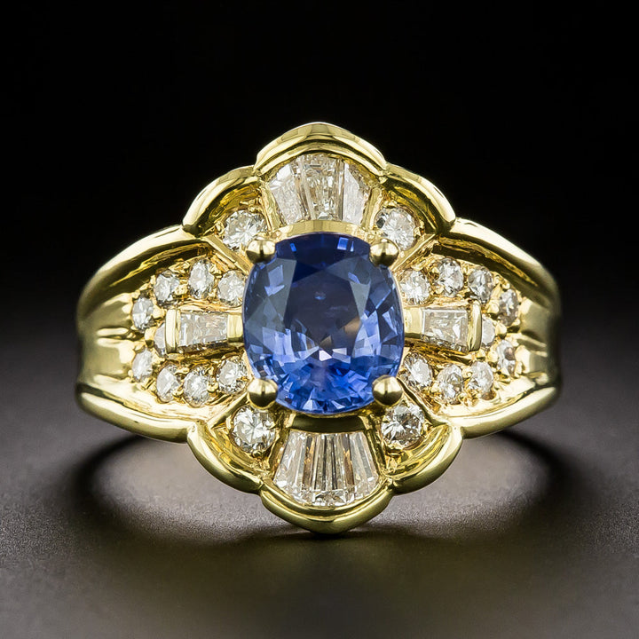 Estate 1.82 Carat Ceylon Sapphire and Diamond Ring - GIA