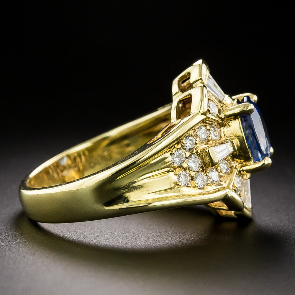 Estate 1.82 Carat Ceylon Sapphire and Diamond Ring - GIA   - 3