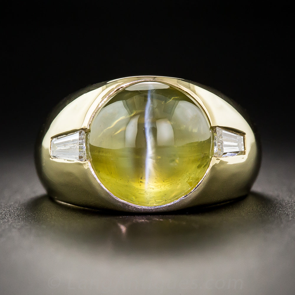 10 Carat Cat's Eye Chrysoberyl and Diamond Gent's Ring - 1