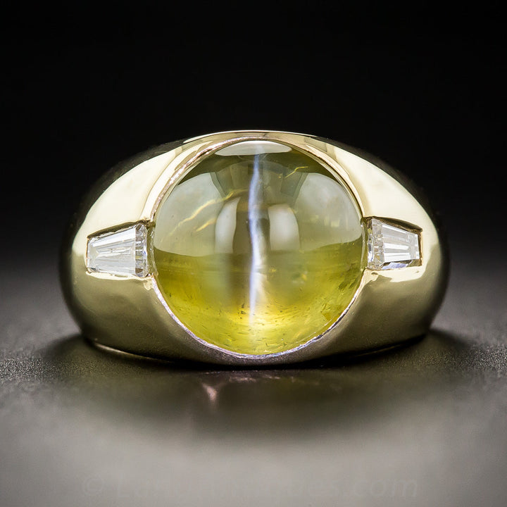 Estate 10.00 Carat Cat's-Eye Chrysoberyl and Diamond Ring