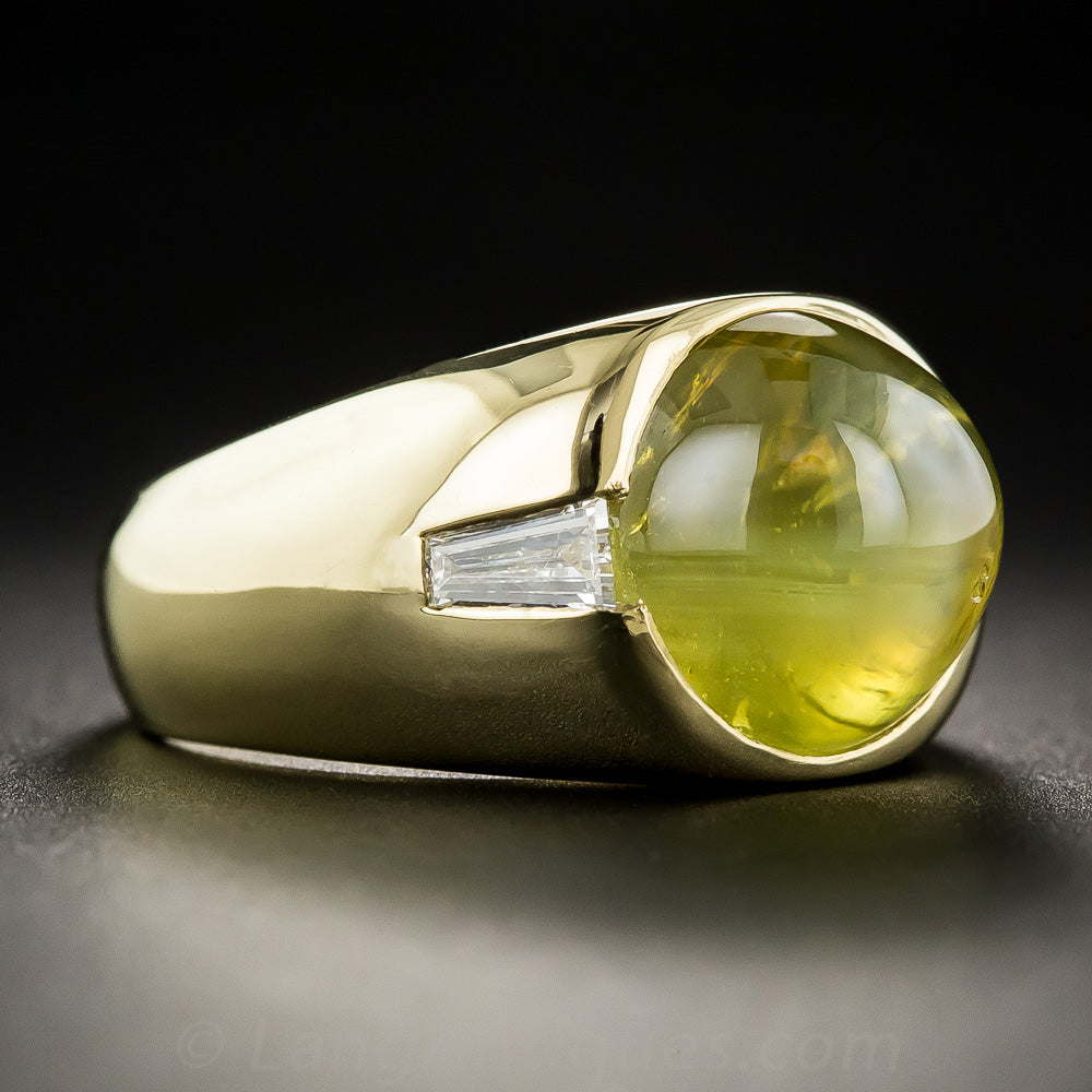 Estate 10.00 Carat Cat's-Eye Chrysoberyl and Diamond Ring - 2