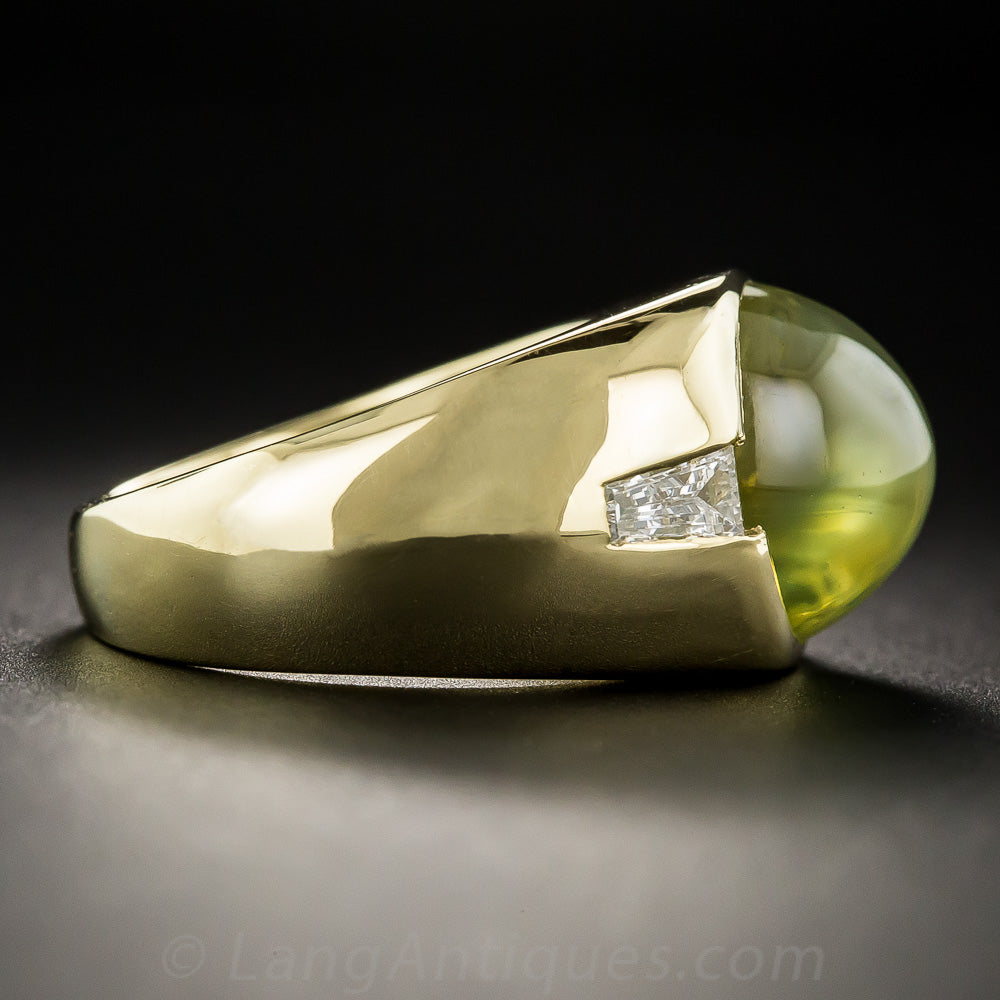 Estate 10.00 Carat Cat's-Eye Chrysoberyl and Diamond Ring - 3