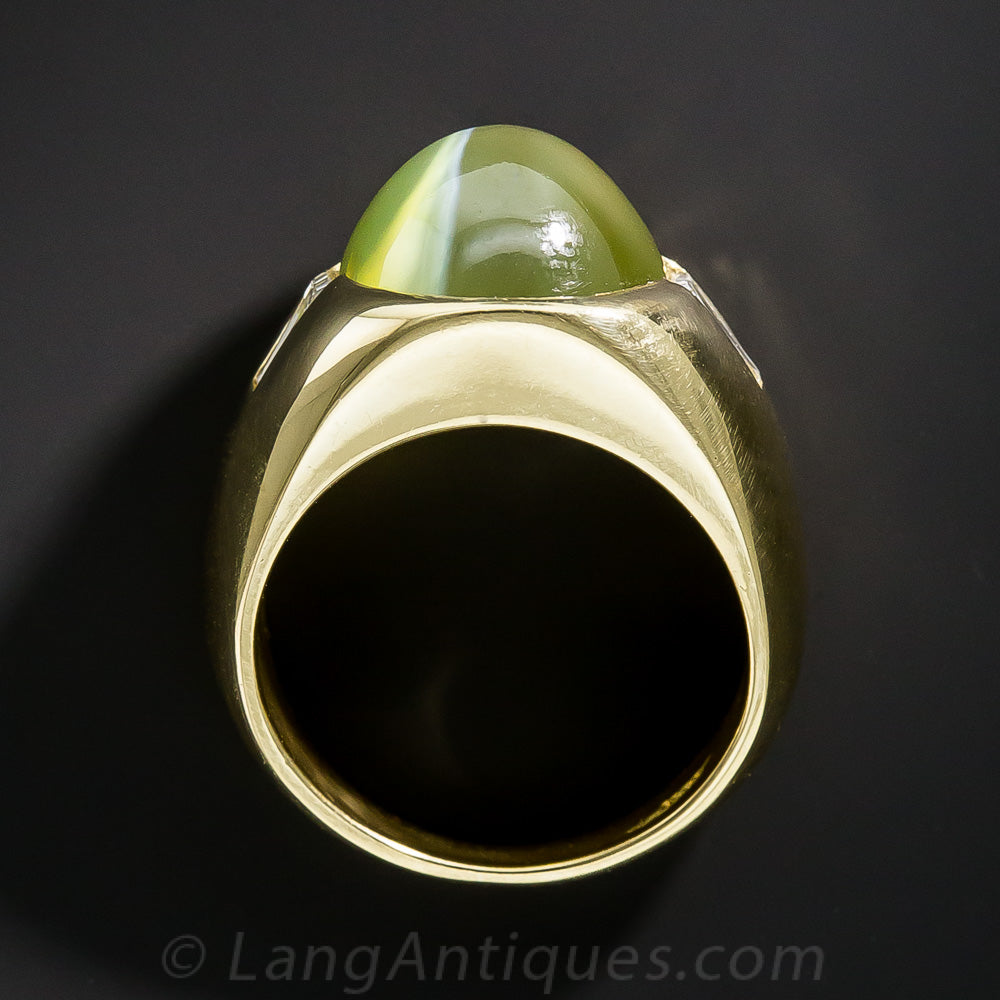 Estate 10.00 Carat Cat's-Eye Chrysoberyl and Diamond Ring - 4
