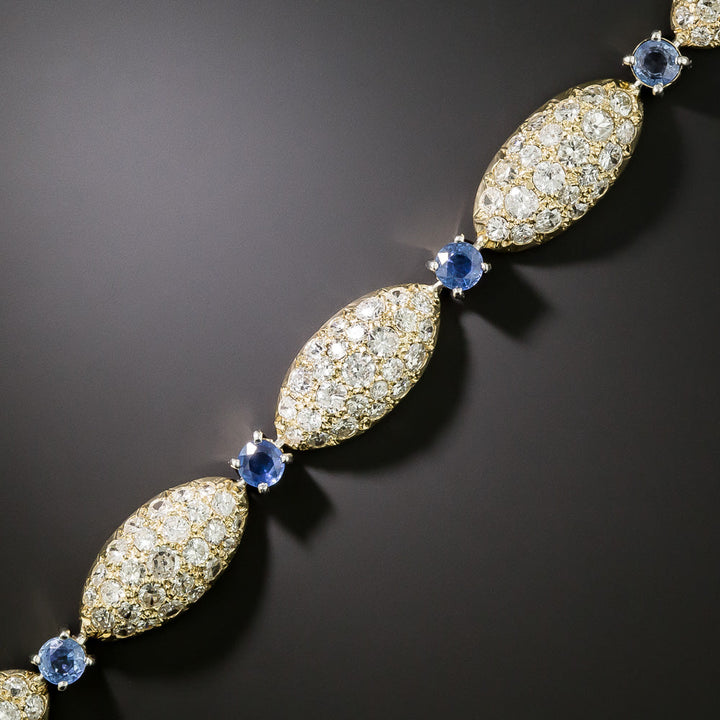 Estate 10.00 Carat Pavé Diamond and Sapphire Bracelet