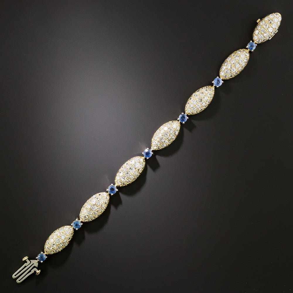 Estate 10.00 Carat Pavé Diamond and Sapphire Bracelet - 4