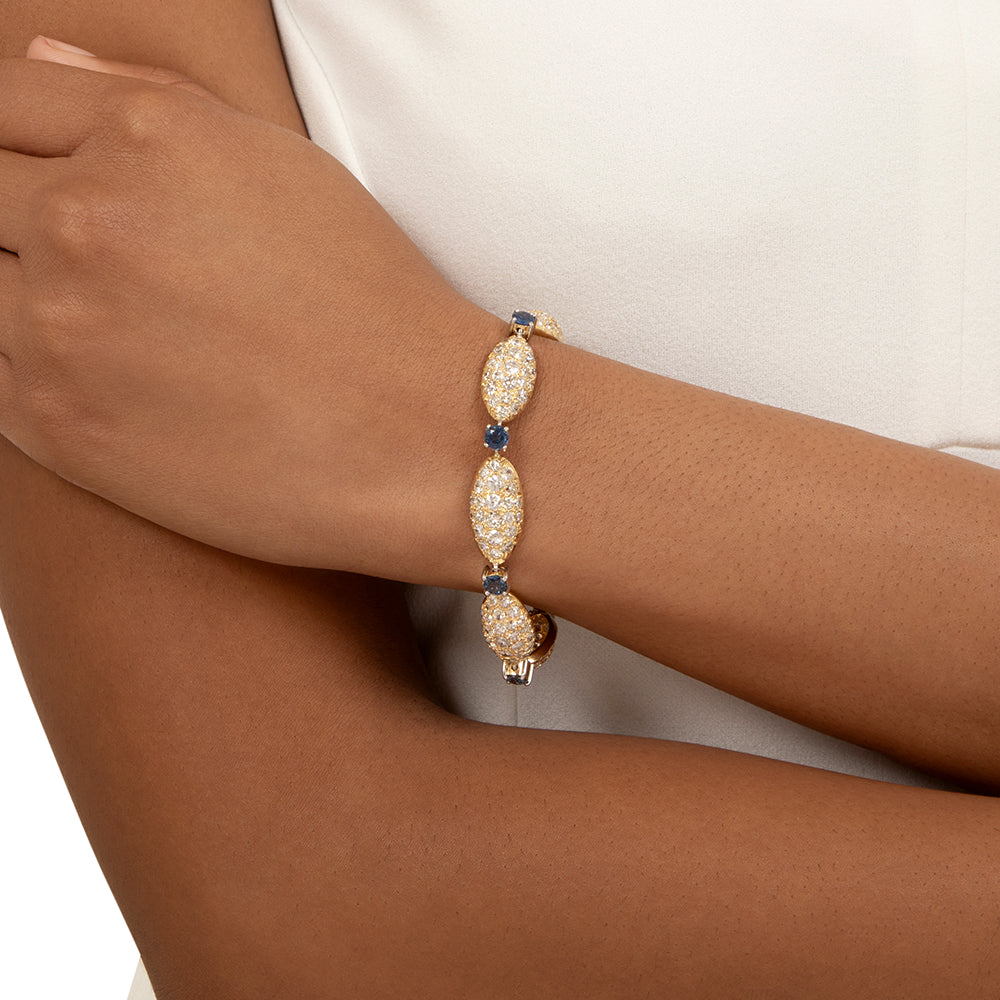 Estate 10.00 Carat Pavé Diamond and Sapphire Bracelet - 5