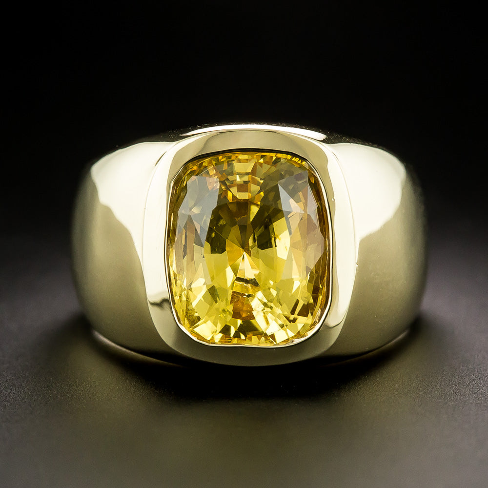 Estate 10.75 Carat No-Heat Yellow Sapphire 18K Ring - 3