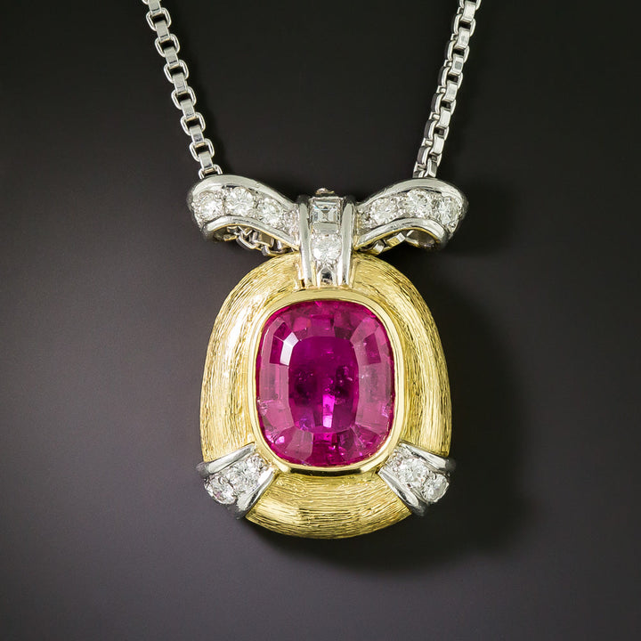 Estate 14.00 Carat Pink Tourmaline and Diamond Necklace