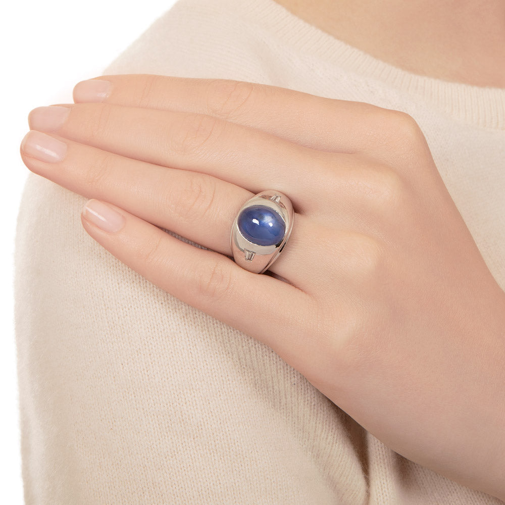 Estate 15.50 Carat Natural Blue Star Sapphire Ring  - AGL - 6