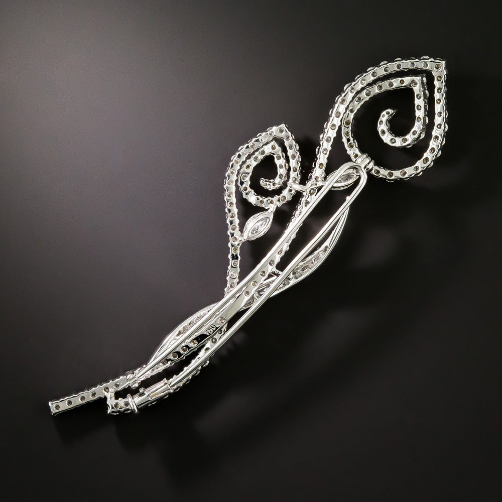 Estate 18K Abstract Diamond Flower Brooch - 4