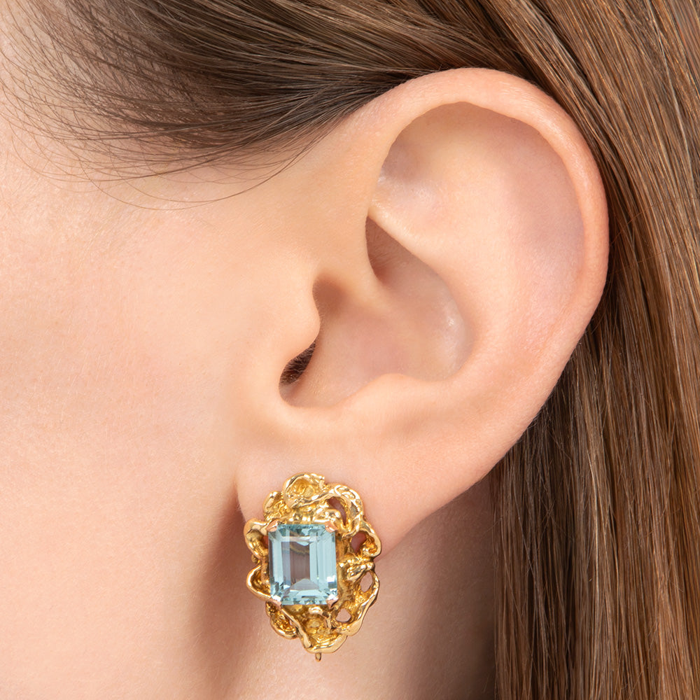 Estate 18K Aquamarine and South Sea Pearl Convertible Drop Earrings - 6