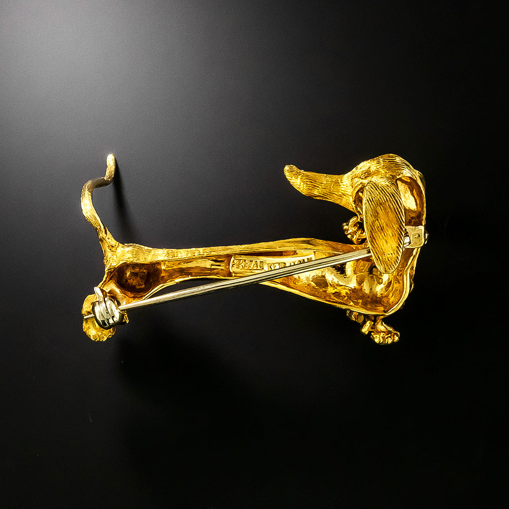 Estate 18K Dachshund Brooch, Italian - 3