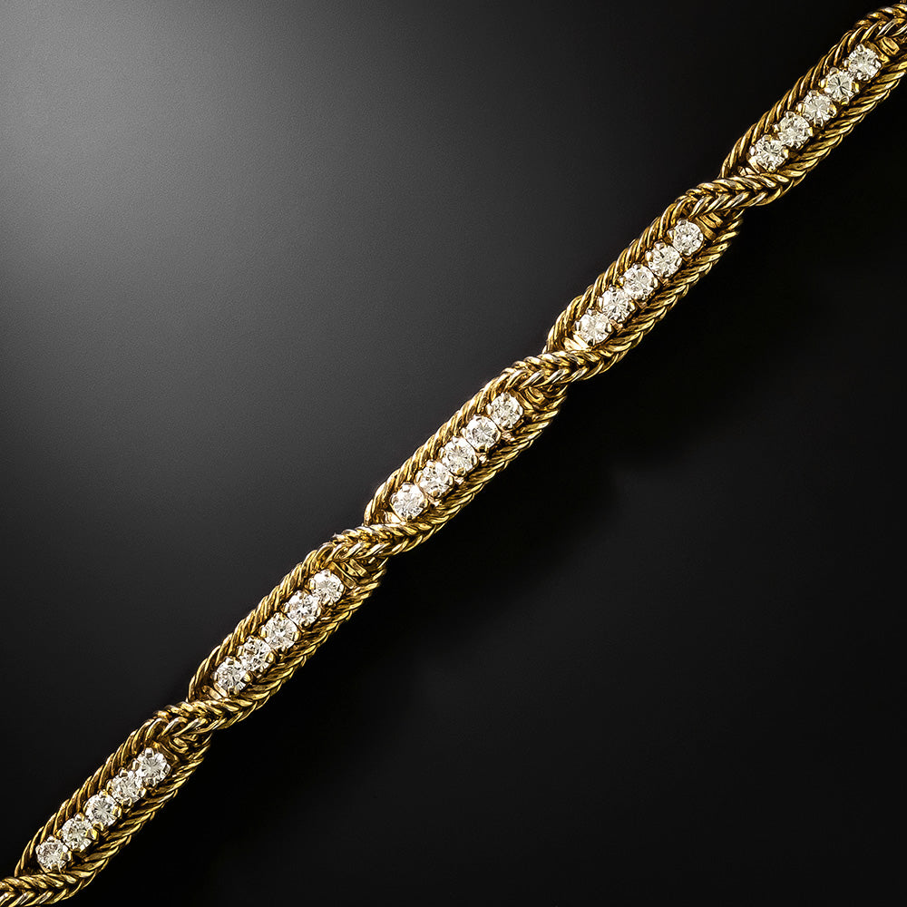 Estate 18K Diamond Bracelet, French - 3
