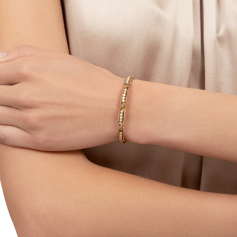 Estate 18K Diamond Bracelet, French - 4