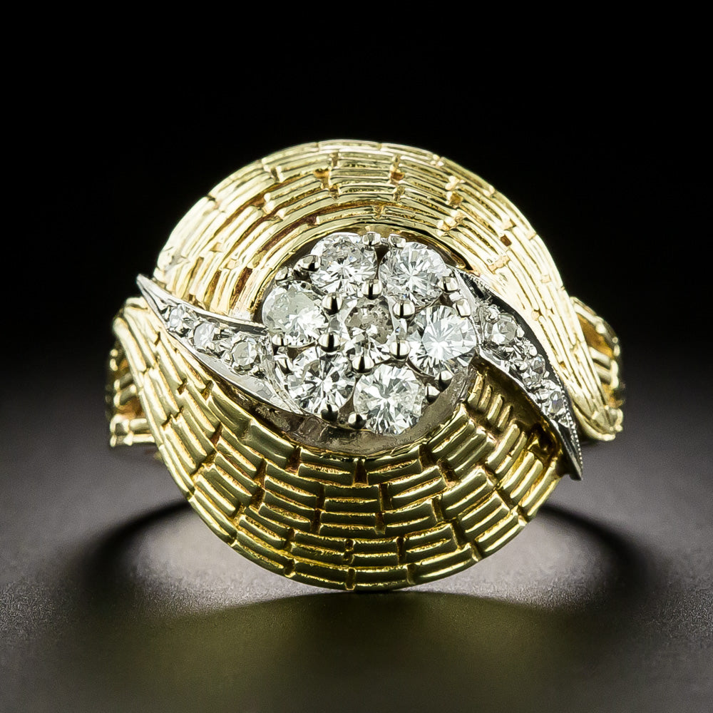 Estate 18K Diamond Dome Cocktail Ring - 3