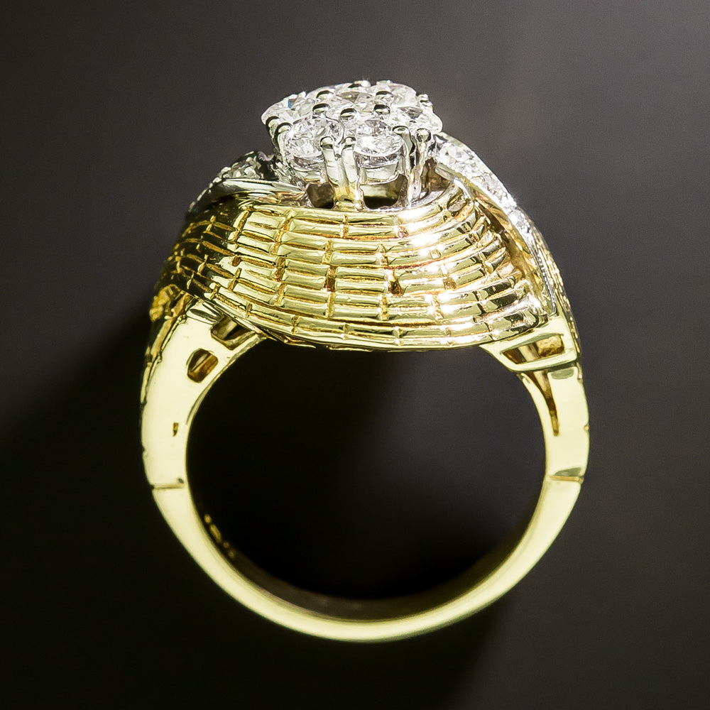 Estate 18K Diamond Dome Cocktail Ring - 5