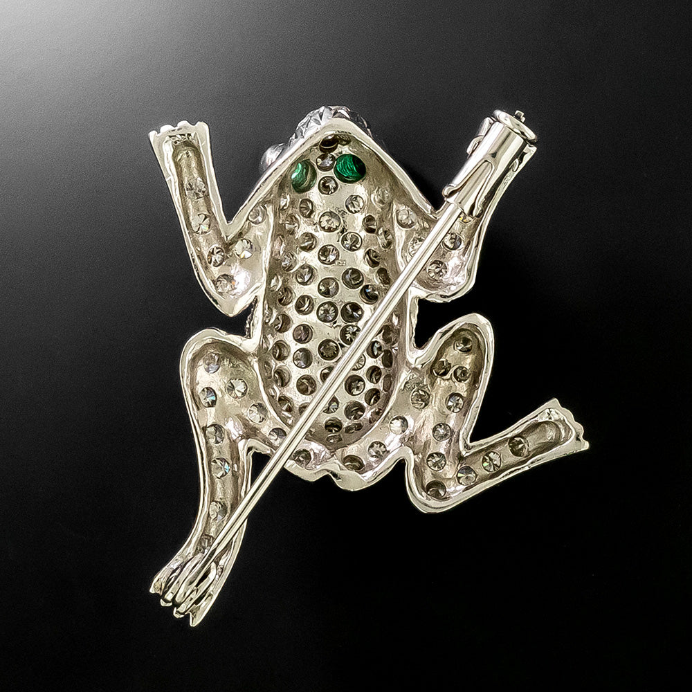 Estate 18K Diamond Frog Brooch - 3