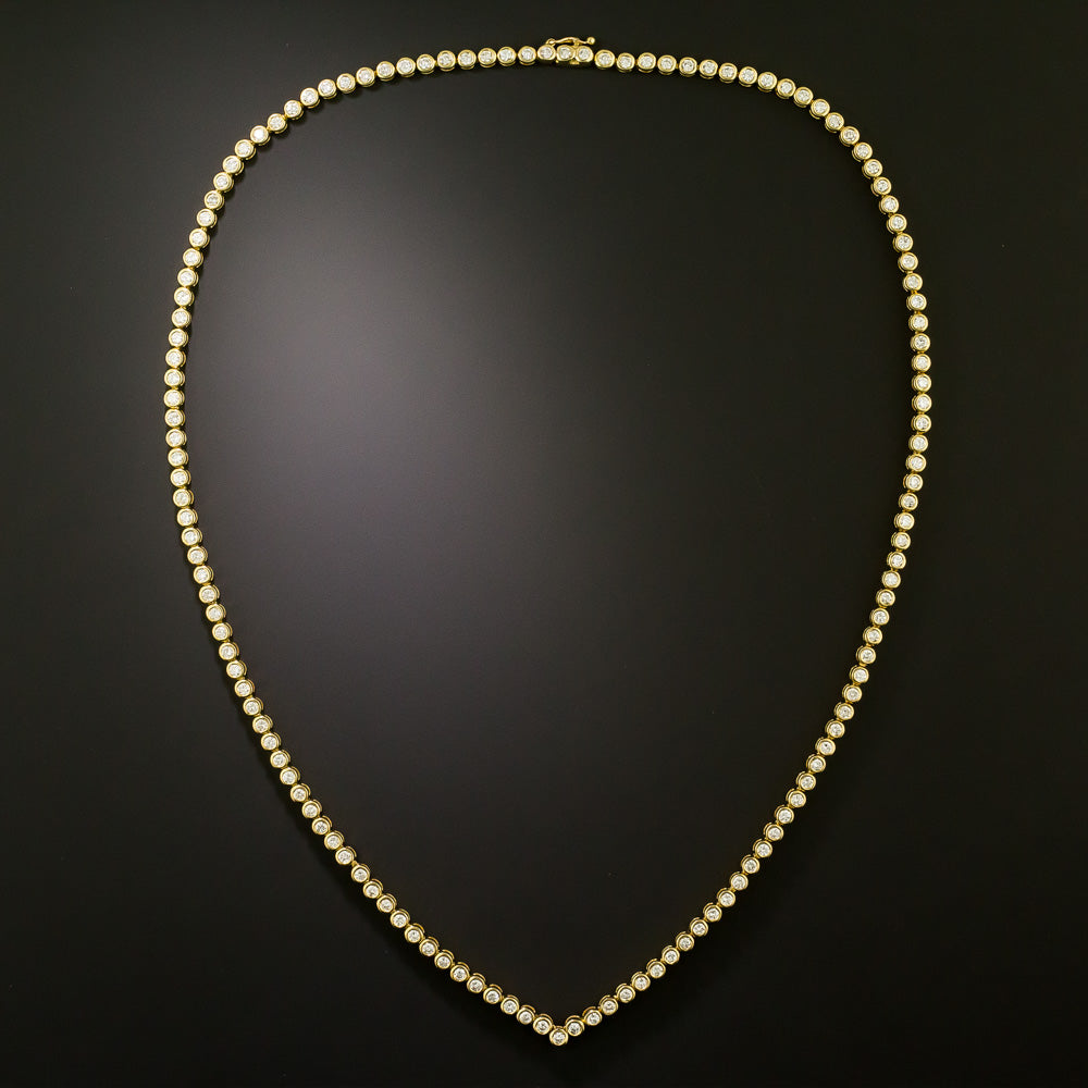 Estate 18K Diamond Rivière 'V' Necklace - 4